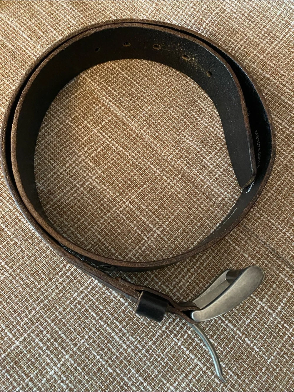 Fossil Dark Brown Leather Belt with Metal Buckle Size 36 90s Workwear Look